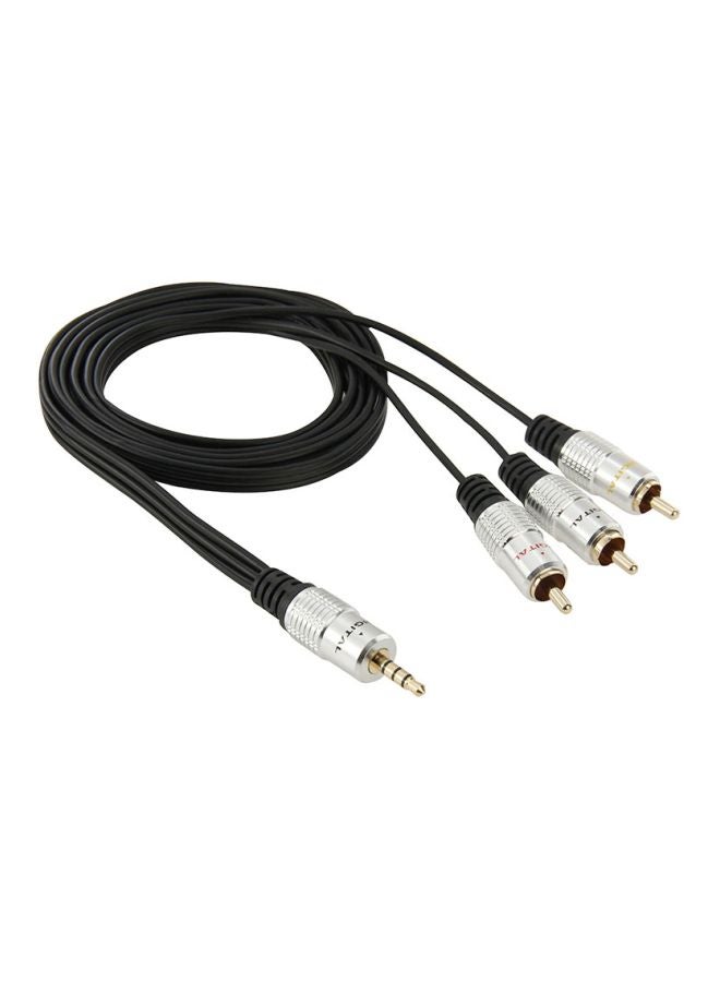 Jack Stereo To 3 RCA Male Audio Cable Black/Silver - Image 1