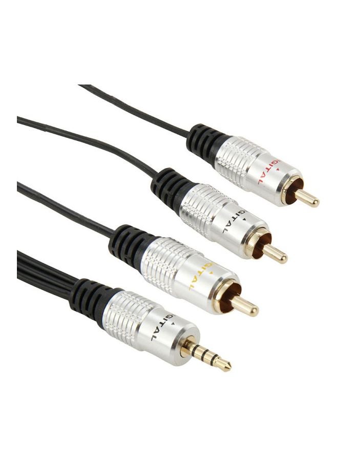 Jack Stereo To 3 RCA Male Audio Cable Black/Silver - Image 2