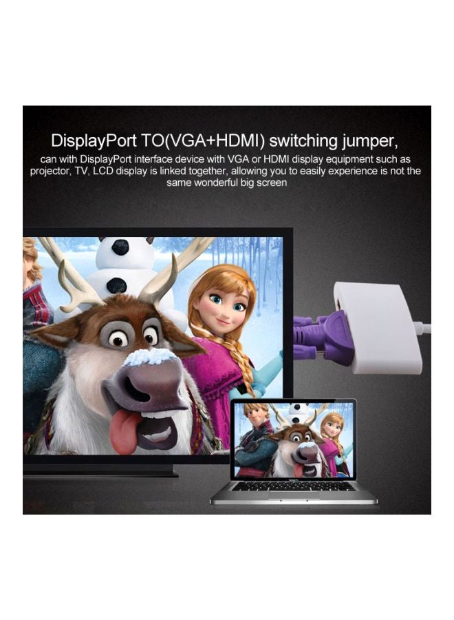 منفذ شاشة 3 في 1 إلى محول أنثى VGA وHDMI وDVI أبيض - Image 5