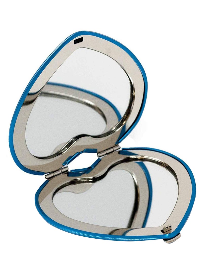 ستيفاني إمبورتس مرآة لوضع المكياج على شكل قلب وبتصميم مزدوج وقابل للطي أزرق - Image 1