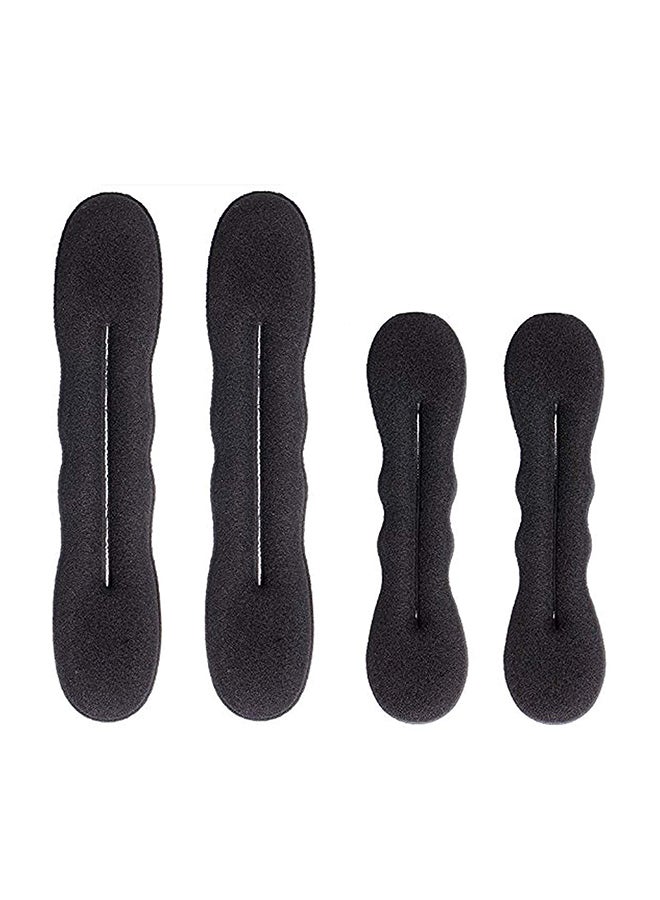 4-Piece Foam Sponge Bun Shaper Hair Accessories Set Black One Size