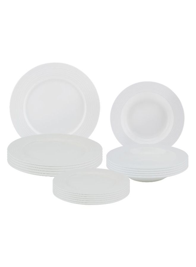 Shallow 18-Piece Dinner Plate Set White 