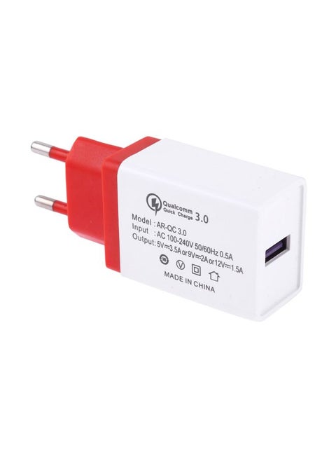 Qualcomm 3.0 USB Fast Charger - EU Plug Red/White