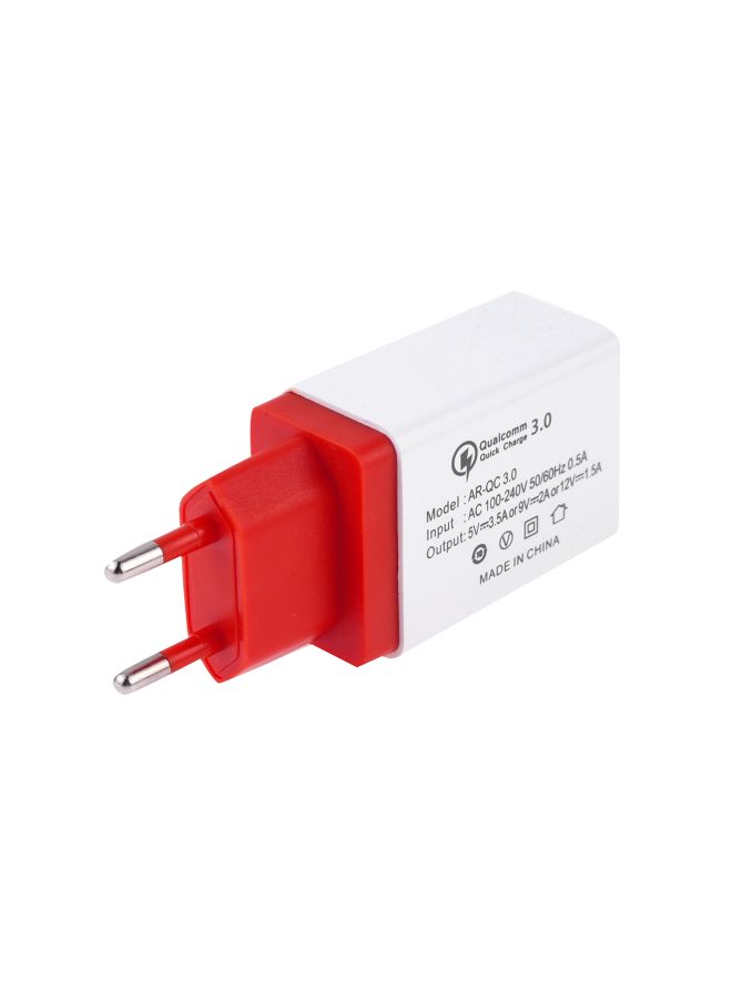 Qualcomm 3.0 USB Fast Charger - EU Plug Red/White