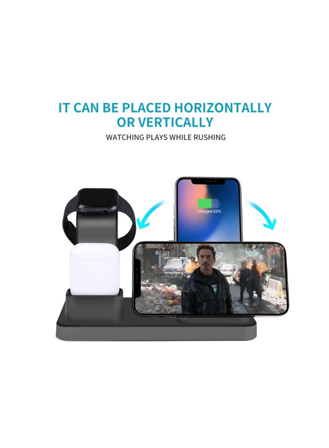 3-In-1 Quick Wireless Charging Stand For Apple iPhone/iWatch/AirPods Grey