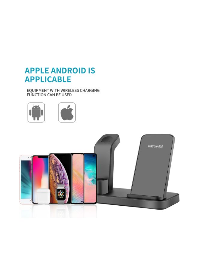 3-In-1 Quick Wireless Charging Stand For Apple iPhone/iWatch/AirPods Grey