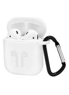 FUVISION Protective Case Cover With Carabiner For Apple AirPods White  - Image 1