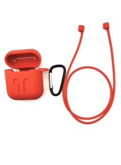 Generic Protective Carrying Case And Strap Holder For Apple AirPods Red  - Image 1