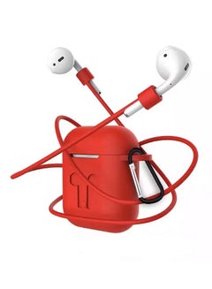 Generic Protective Carrying Case And Strap Holder For Apple AirPods Red  - Image 2
