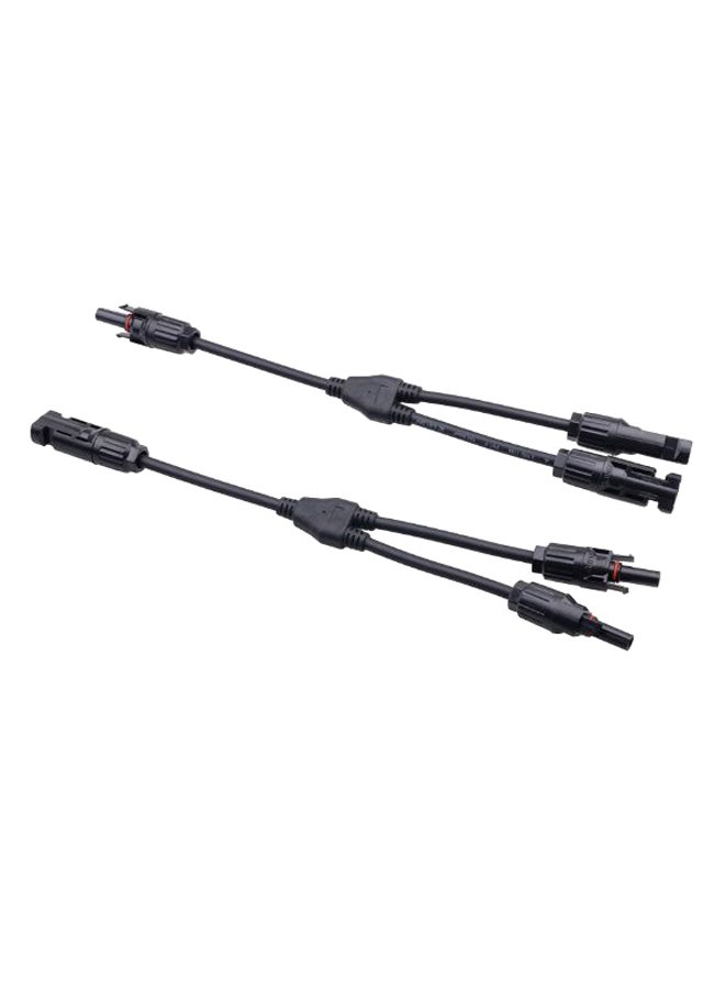 2-Piece Y Branch 1 To 2 MC4 Solar Cable Connector Set Black