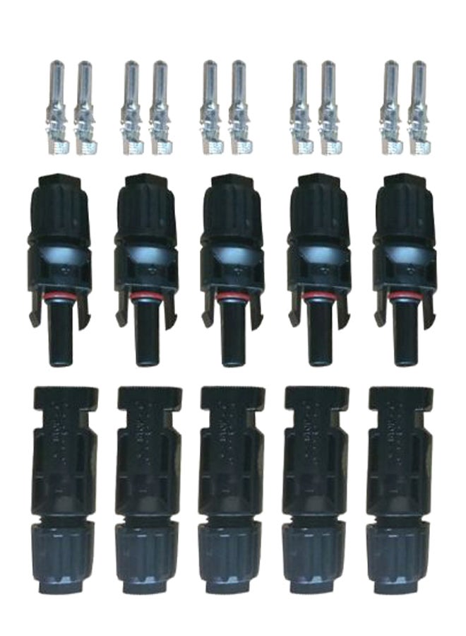 Generic Pair Of 5 Male To Female MC4 Solar Cable Connector And Pin Black/Silver 