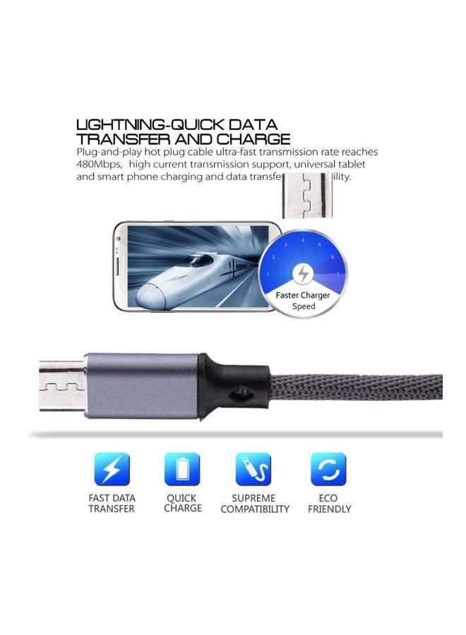 كابل شحن ومزامنة بيانات بمنفذ Micro USB رمادي - Image 2