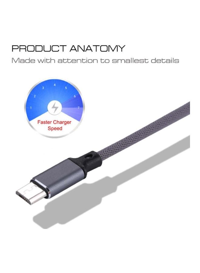 كابل شحن ومزامنة بيانات بمنفذ Micro USB رمادي - Image 5