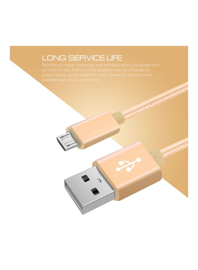 كابل شحن ومزامنة بيانات من Micro USB إلى USB ذهبي - Image 2