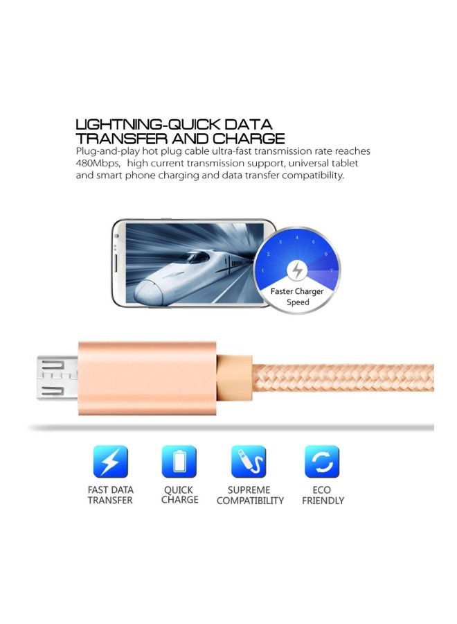 كابل شحن ومزامنة بيانات من Micro USB إلى USB ذهبي - Image 3