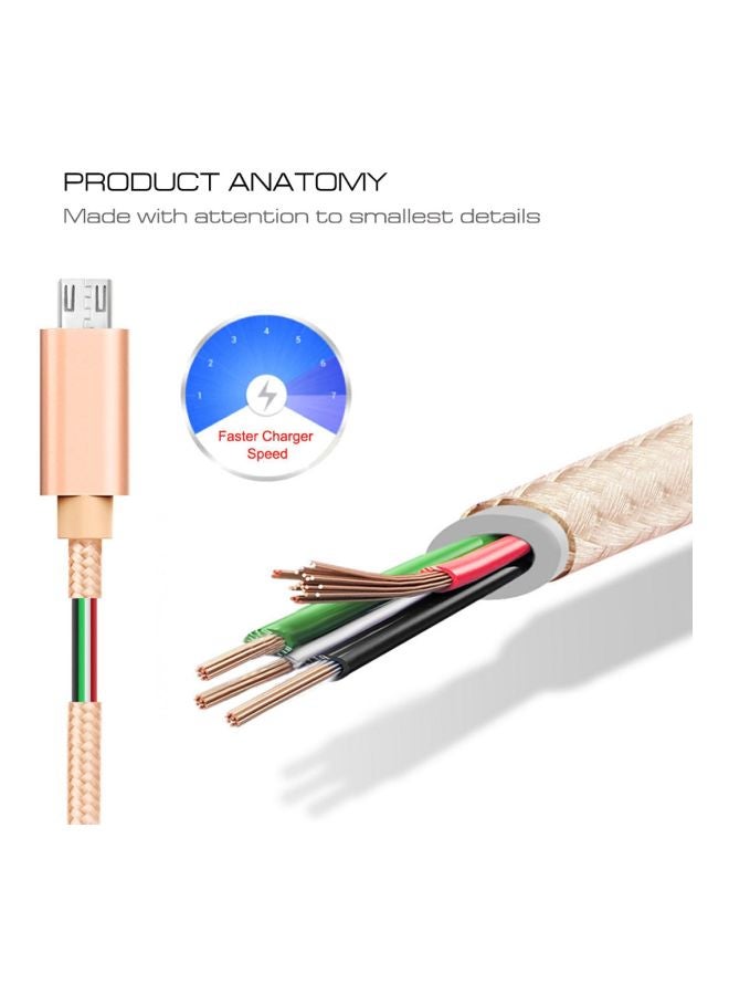 كابل شحن ومزامنة بيانات من Micro USB إلى USB ذهبي - Image 4