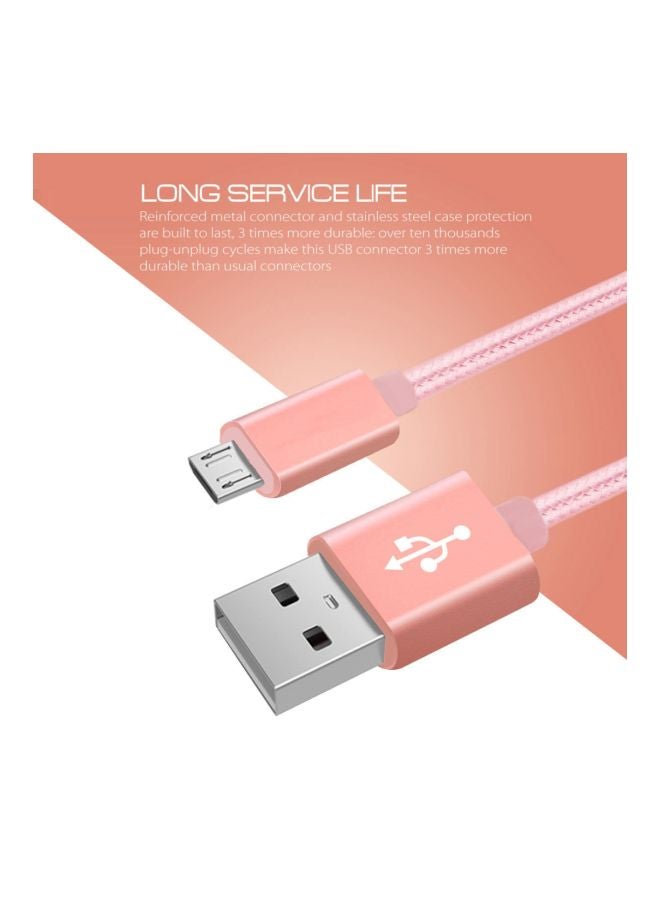 كابل شحن ومزامنة بيانات بمنفذ Micro USB ذهبي وردي - Image 3