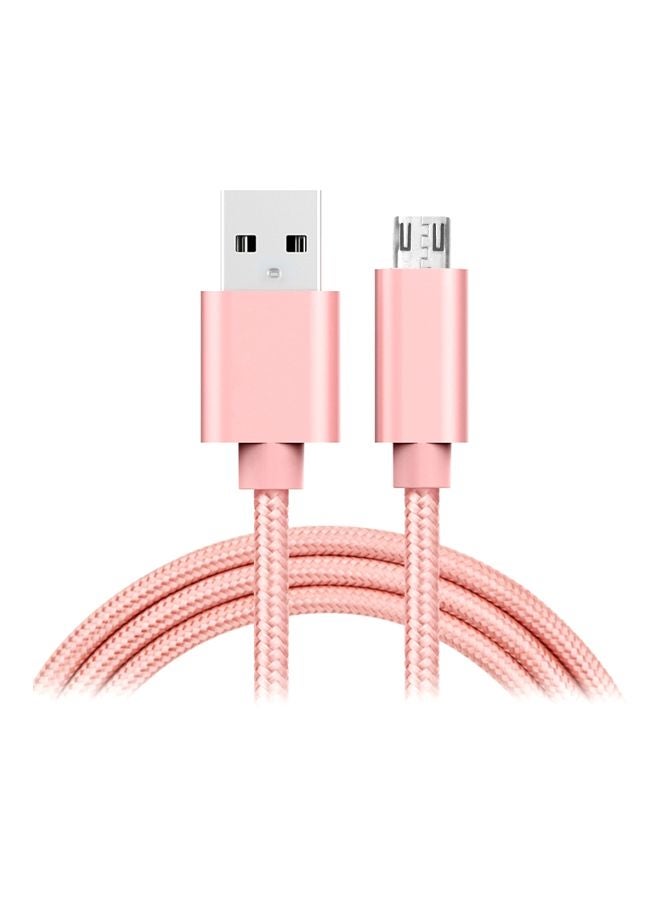 كابل شحن ومزامنة بيانات بمنفذ Micro USB ذهبي وردي - Image 1
