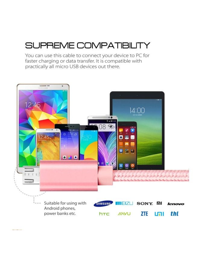 كابل شحن ومزامنة بيانات بمنفذ Micro USB ذهبي وردي - Image 5
