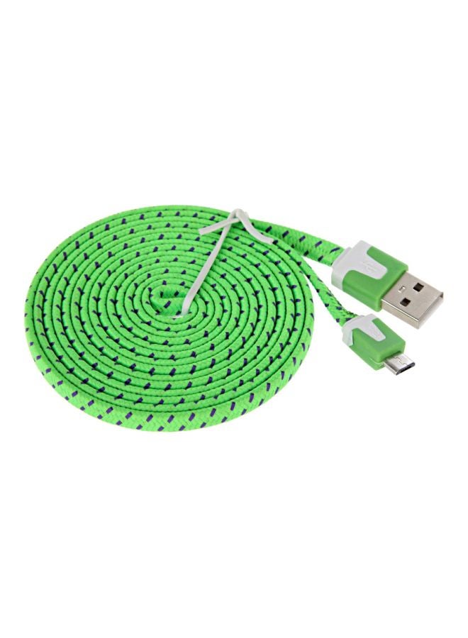 Micro USB Data Sync Charging Cable Green/White/Purple - Image 1