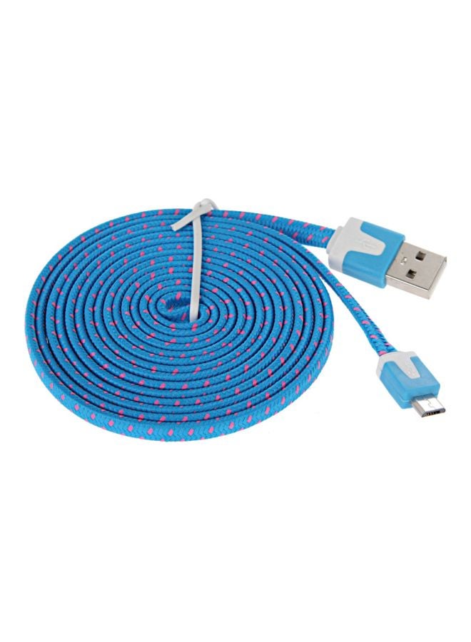كابل شحن ومزامنة بيانات بمنفذ Micro USB أزرق/ وردي/ أبيض - Image 1