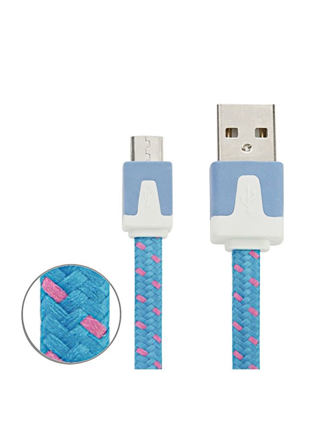 كابل شحن ومزامنة بيانات بمنفذ Micro USB أزرق/ وردي/ أبيض - Image 2