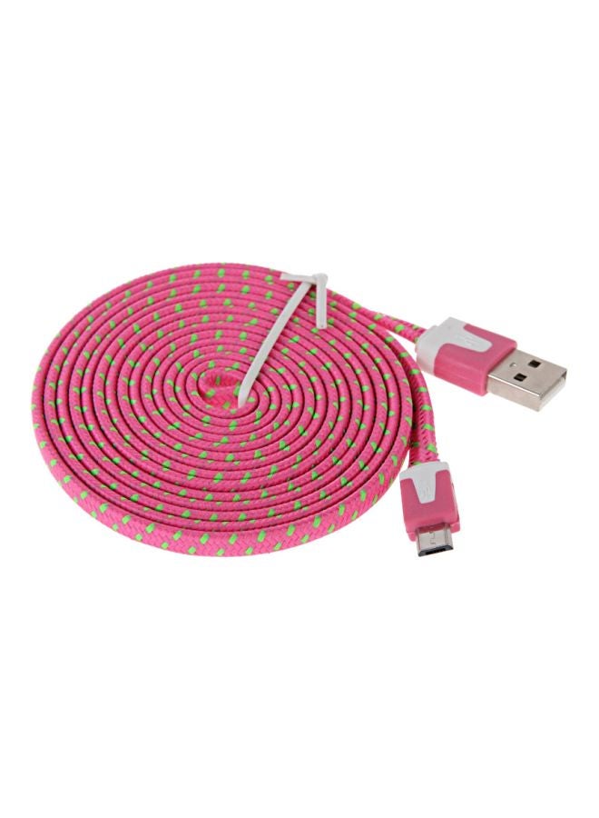 كابل شحن ومزامنة بيانات بمنفذ Micro USB وردي/ أبيض/ أخضر - Image 1