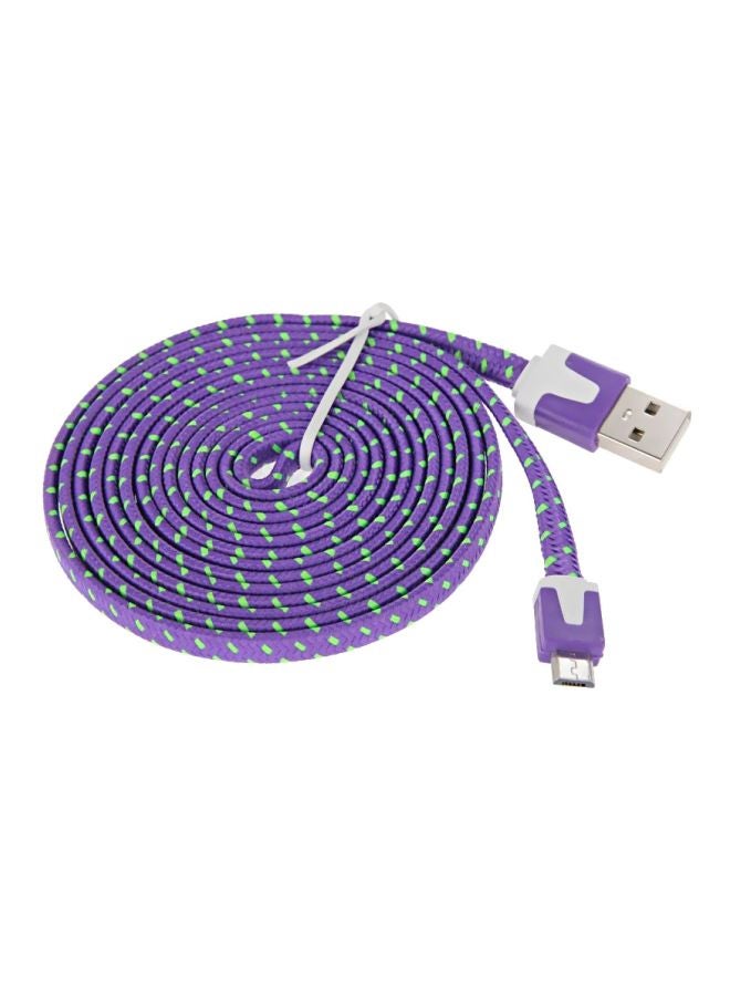 Woven Style Micro USB Charging Cable Purple/Green/White - Image 1