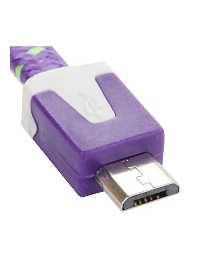 Woven Style Micro USB Charging Cable Purple/Green/White - Image 4