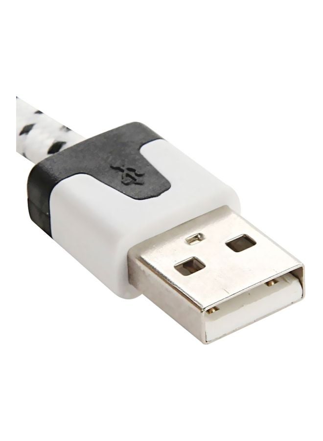 Woven Style Micro USB Charging Cable White/Black - Image 3
