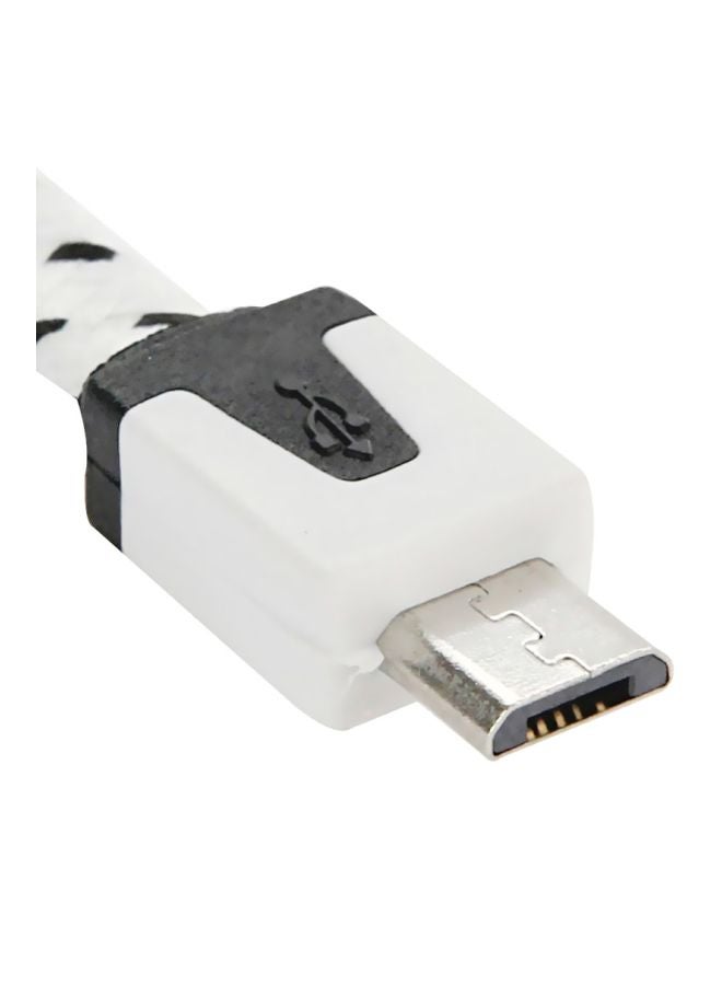 Woven Style Micro USB Charging Cable White/Black - Image 4