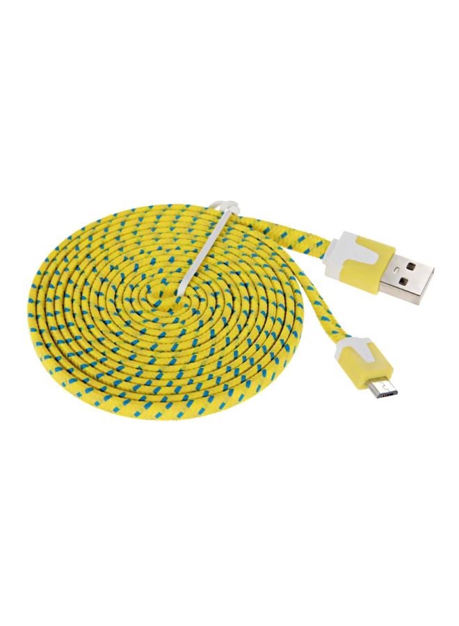 Woven Style Micro USB Charging Cable Yellow/Blue - Image 1