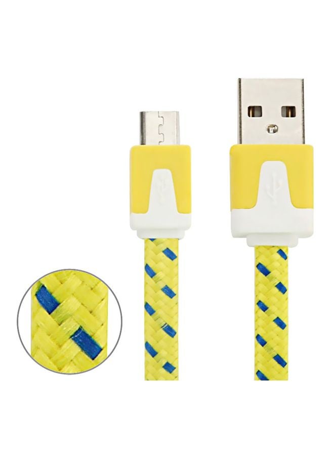 Woven Style Micro USB Charging Cable Yellow/Blue - Image 2