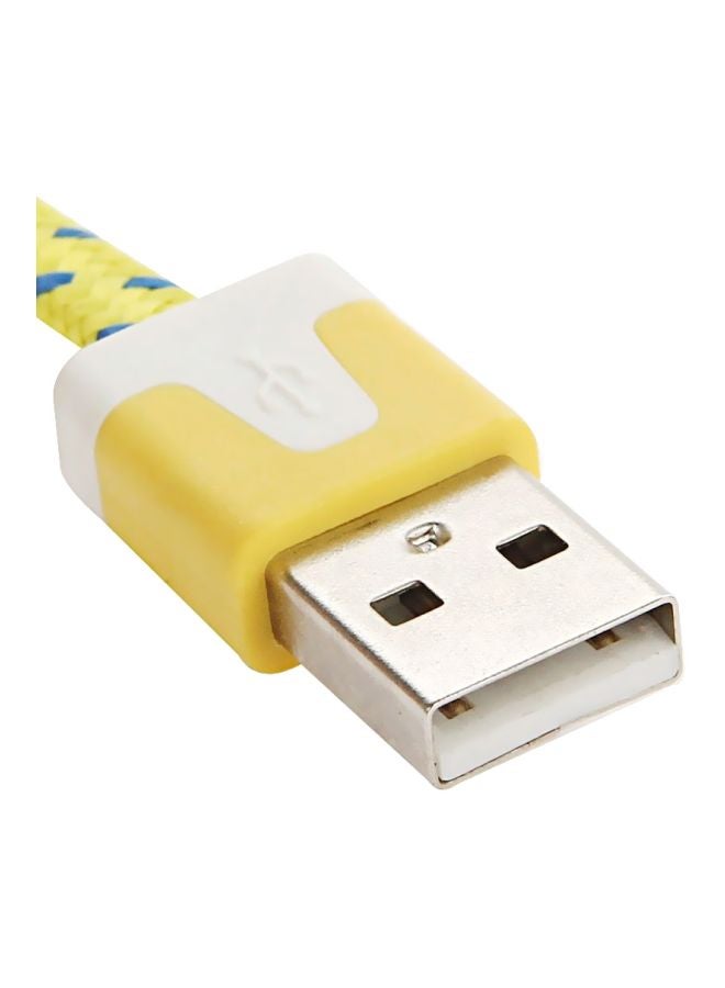 Woven Style Micro USB Charging Cable Yellow/Blue - Image 3