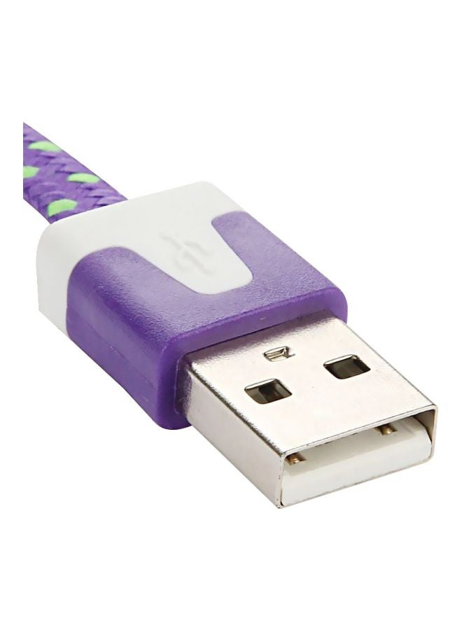Woven Style Micro USB Charging Cable Purple/Green/White - Image 3