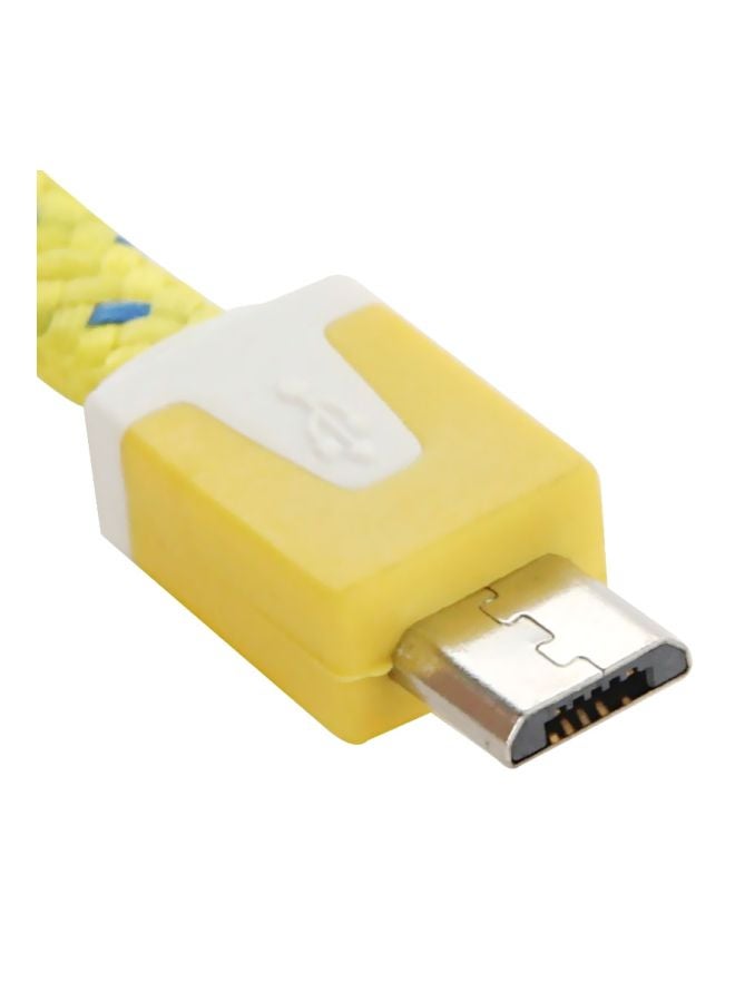 Woven Style Micro USB Charging Cable Yellow/Blue - Image 4