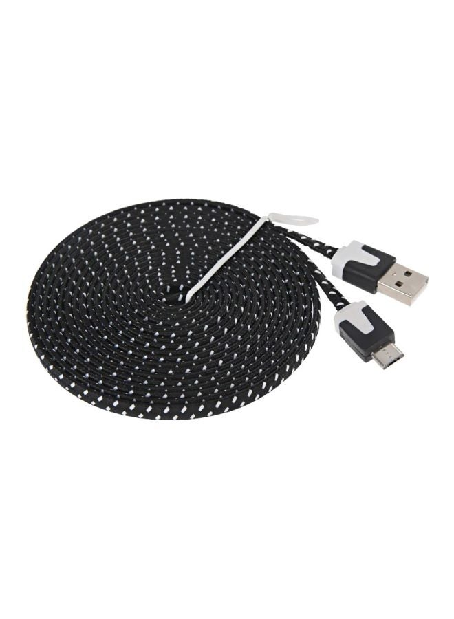 Woven Style Micro USB Charging Cable Black/White - Image 1
