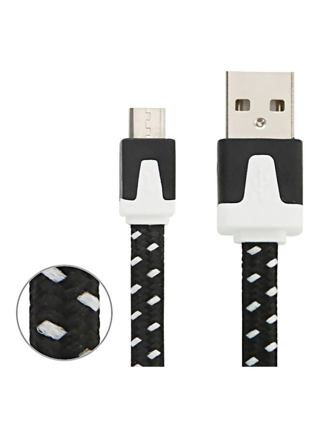Woven Style Micro USB Charging Cable Black/White - Image 2