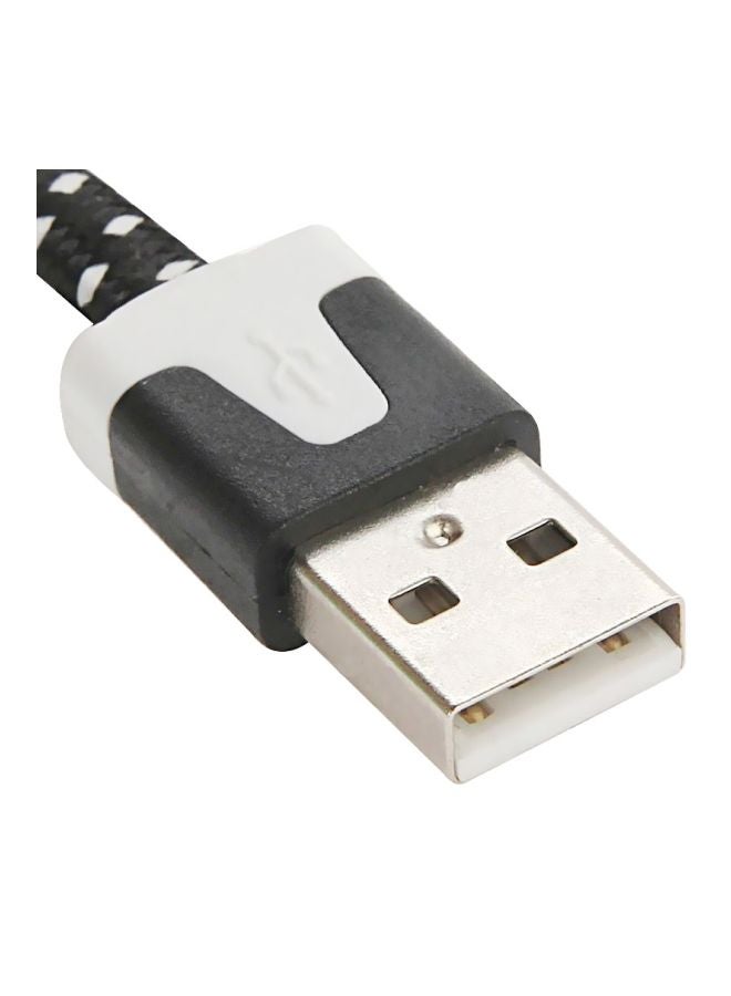 Woven Style Micro USB Charging Cable Black/White - Image 3
