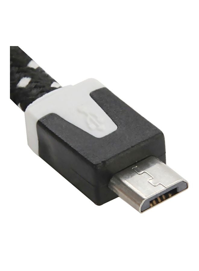 Woven Style Micro USB Charging Cable Black/White - Image 4