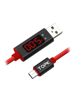 TOPK USB To Micro USB Fast Charging And Data Sync Cable Red  - Image 1