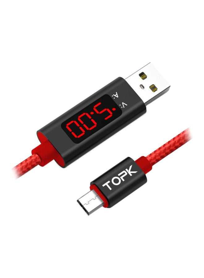 TOPK - USB To Micro USB Fast Charging And Data Sync Cable Red - Image 1