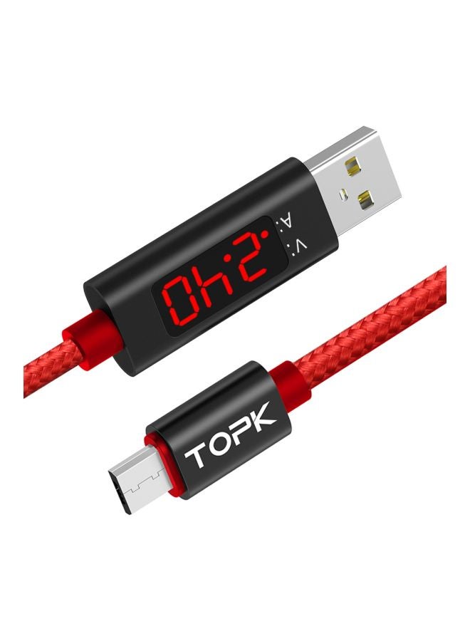TOPK - USB To Micro USB Fast Charging And Data Sync Cable Red - Image 1