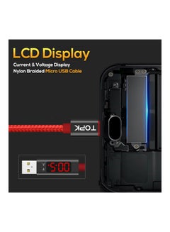 TOPK USB To Micro USB Fast Charging And Data Sync Cable Red  - Image 3