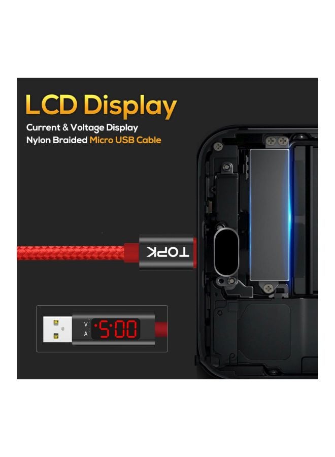 TOPK - USB To Micro USB Fast Charging And Data Sync Cable Red - Image 1