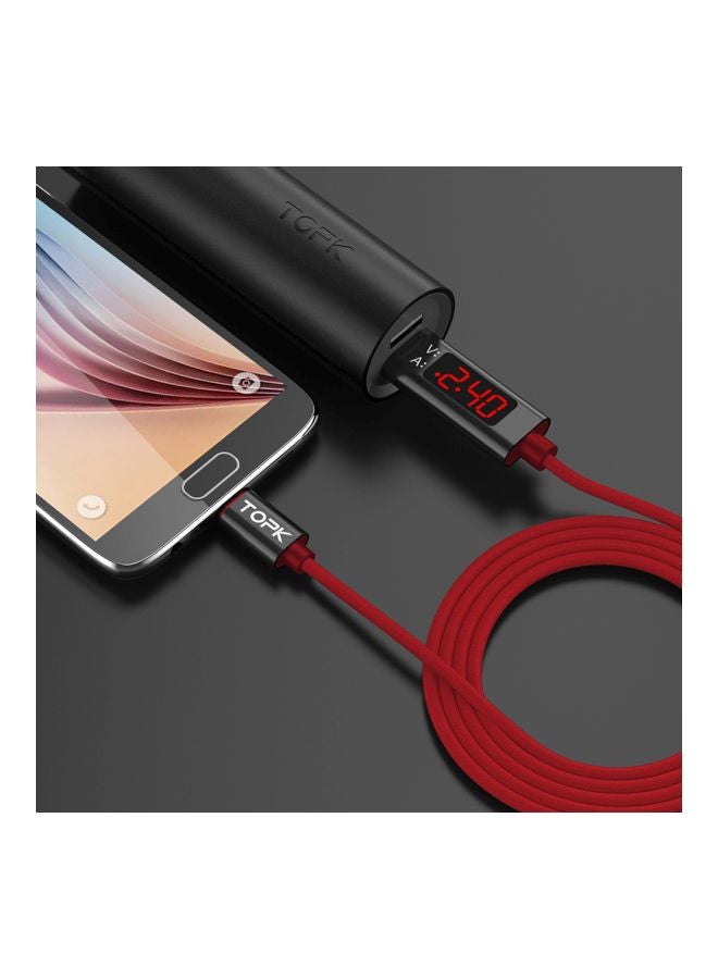 TOPK - USB To Micro USB Fast Charging And Data Sync Cable Red - Image 1