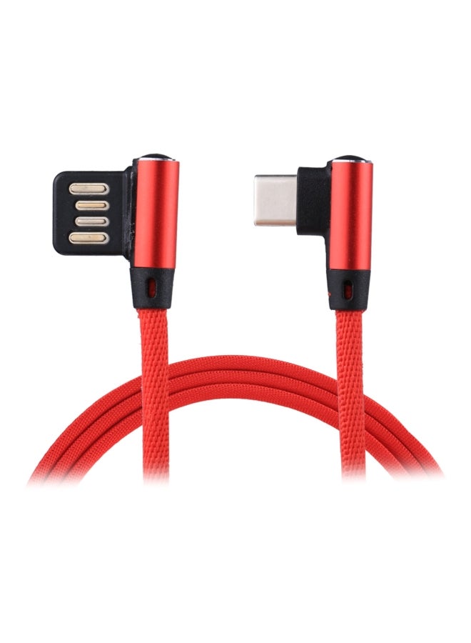 كابل شحن بمنفذي Type-C قائمين أحمر - Image 1