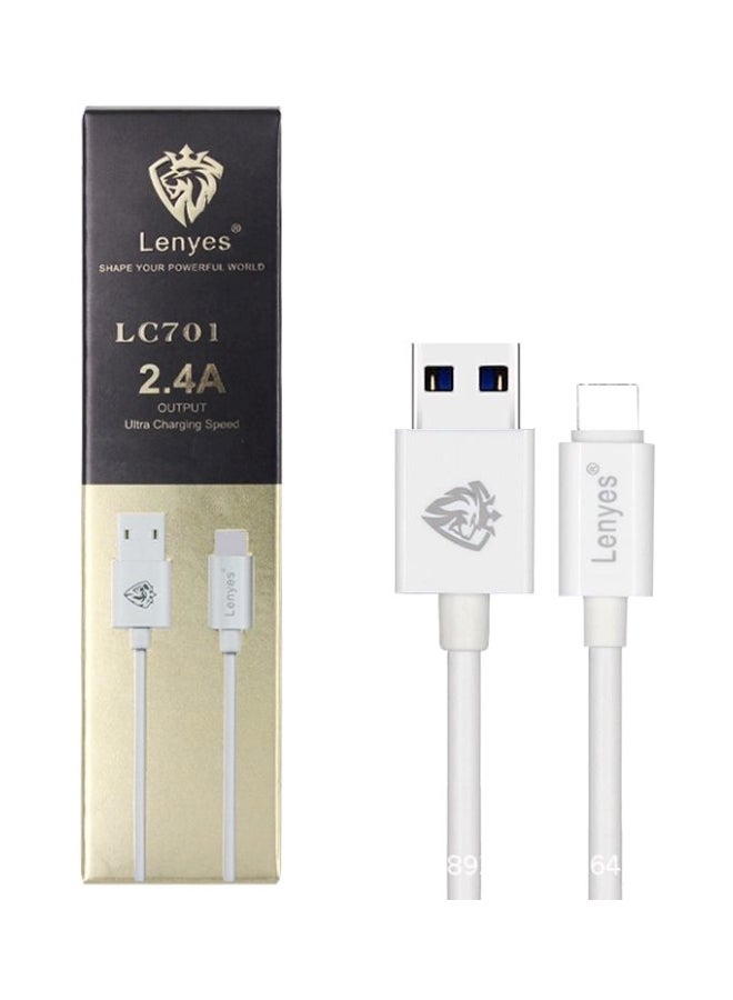Lenyes Type-C Data Sync Charging Cable White - Image 2