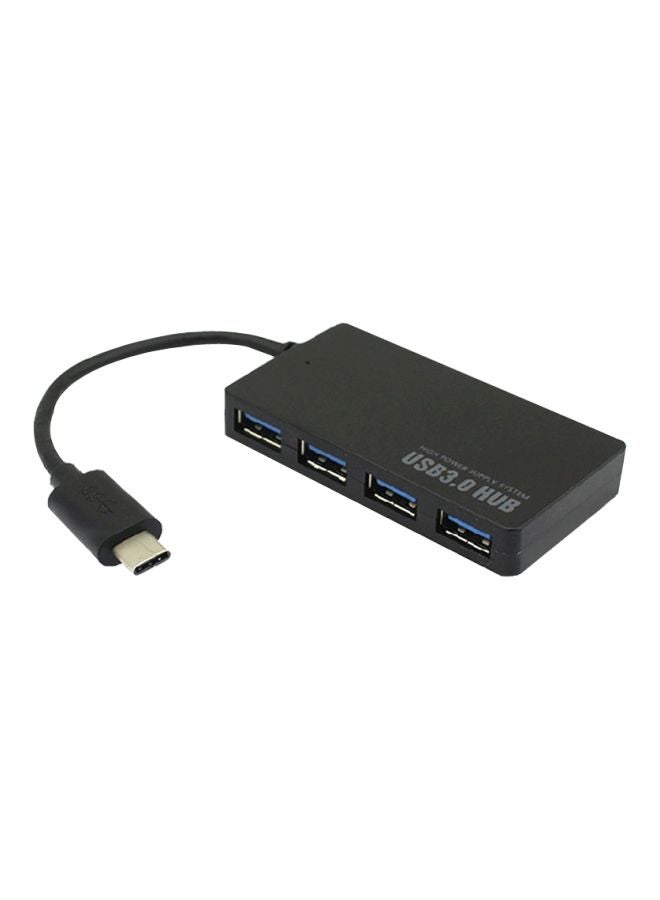موزع بـ4 منافذ Type-C USB 3.0 أسود - Image 1