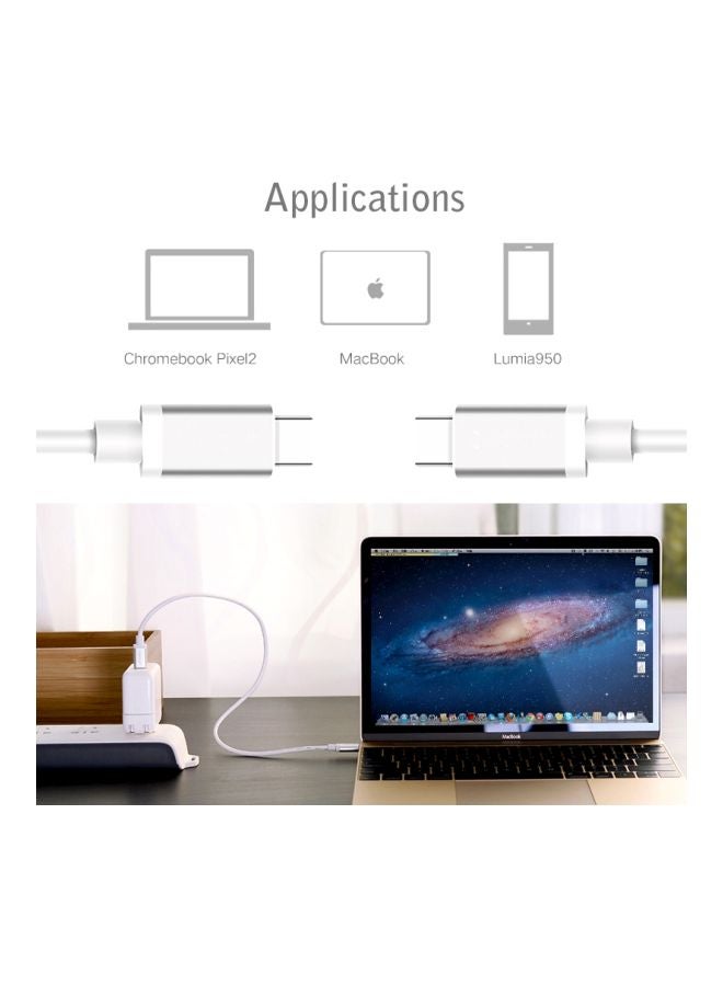 Type-C Data Sync Charging Cable White - Image 3